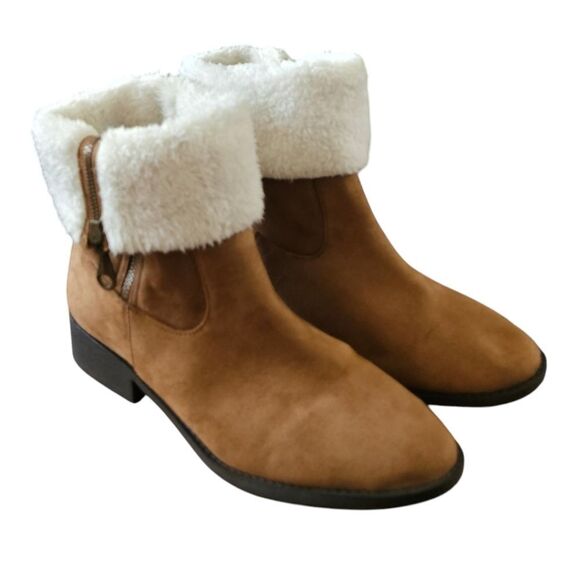 MAURICE'S REGINA FOX FUR ROLL DOWN ANKLE ZIP BOOTS SIZE 10M - Picture 15 of 16